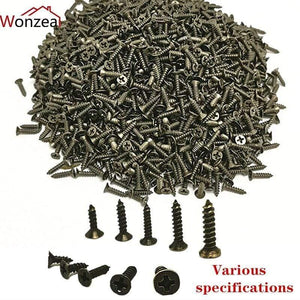 100pcs/pack M2 M2.5 M3 Steel Mini Micro Small Phillips Flat Head Cross Round Pan Head Self-tapping Screws Wood Furniture Screws