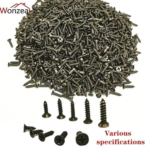 100pcs/pack M2 M2.5 M3 Steel Mini Micro Small Phillips Flat Head Cross Round Pan Head Self-tapping Screws Wood Furniture Screws
