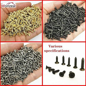100pcs/pack M2 M2.5 M3 Steel Mini Micro Small Phillips Flat Head Cross Round Pan Head Self-tapping Screws Wood Furniture Screws