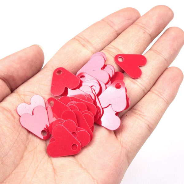 Planet Gates 100Pcs Plastic Red Heart Shape Sequin Accessory 15/17/21mm For Bait Spoon Fishing Lure Hook Tail DIY Fishing Lure Accessories