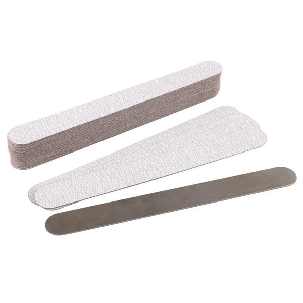 Planet Gates 100Pcs Replacement SandPaper Strips Nail File With Metal Handle Double-sided Sanding Buffer Block Straight Polishing Salon Tools