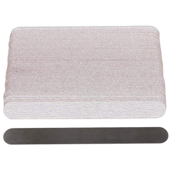Planet Gates 100Pcs Replacement SandPaper Strips Nail File With Metal Handle Double-sided Sanding Buffer Block Straight Polishing Salon Tools