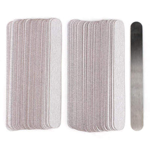 Planet Gates 100Pcs Replacement SandPaper Strips Nail File With Metal Handle Double-sided Sanding Buffer Block Straight Polishing Salon Tools
