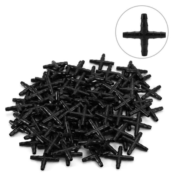Planet Gates 100pcs/set 4/7mm Hose Garden Supplies Water Pipe Connector Micro Irrigation Pipe Straight Cross Fitting Water Pipe Diverter