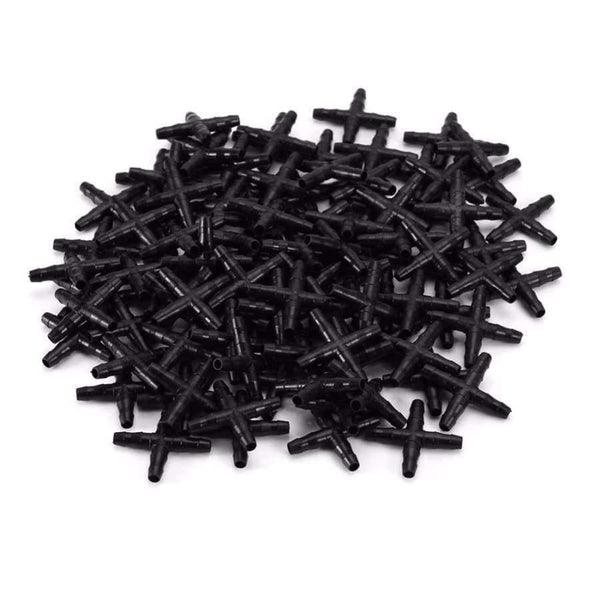 Planet Gates 100pcs/set 4/7mm Hose Garden Supplies Water Pipe Connector Micro Irrigation Pipe Straight Cross Fitting Water Pipe Diverter