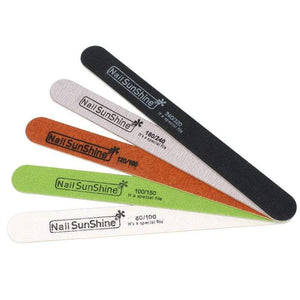 Planet Gates 100pcs Strong Thick Wood Nail File Multi Grit Wooden Sandpaper Nails File For Manicure Buffing Straight lime a ongle Nail Tools