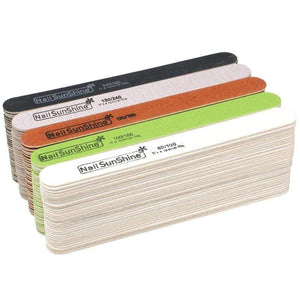 Planet Gates 100pcs Strong Thick Wood Nail File Multi Grit Wooden Sandpaper Nails File For Manicure Buffing Straight lime a ongle Nail Tools