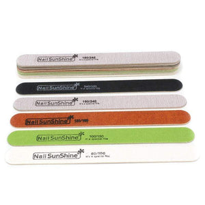 Planet Gates 100pcs Strong Thick Wood Nail File Multi Grit Wooden Sandpaper Nails File For Manicure Buffing Straight lime a ongle Nail Tools