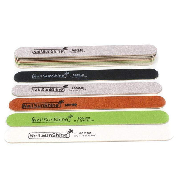 Planet Gates 100pcs Strong Thick Wood Nail File Multi Grit Wooden Sandpaper Nails File For Manicure Buffing Straight lime a ongle Nail Tools