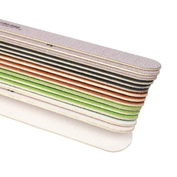 Planet Gates 100pcs Strong Thick Wood Nail File Multi Grit Wooden Sandpaper Nails File For Manicure Buffing Straight lime a ongle Nail Tools