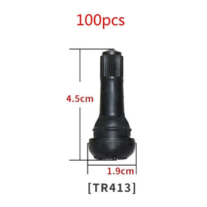 Planet Gates 100pcs TR414/TR413/TR412 Rubber Tire Valve Cap Car Truck Tubeless Tyre Valve Stem Cover Zinc Alloy Rubber Tire Stem Caps