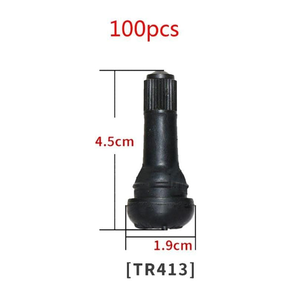 Planet Gates 100pcs TR414/TR413/TR412 Rubber Tire Valve Cap Car Truck Tubeless Tyre Valve Stem Cover Zinc Alloy Rubber Tire Stem Caps