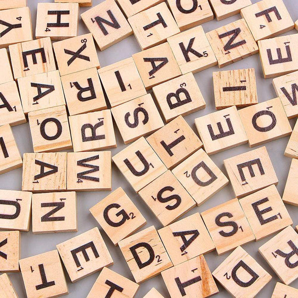 Planet Gates 100Pcs Wooden Letter Alphabet Tiles Toys Black Letters Numbers Craft Jigsaw Puzzles Educational Toys For Children