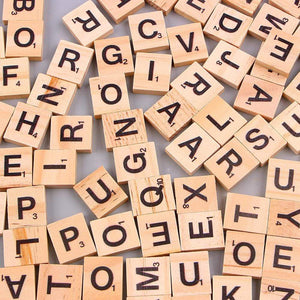 Planet Gates 100Pcs Wooden Letter Alphabet Tiles Toys Black Letters Numbers Craft Jigsaw Puzzles Educational Toys For Children