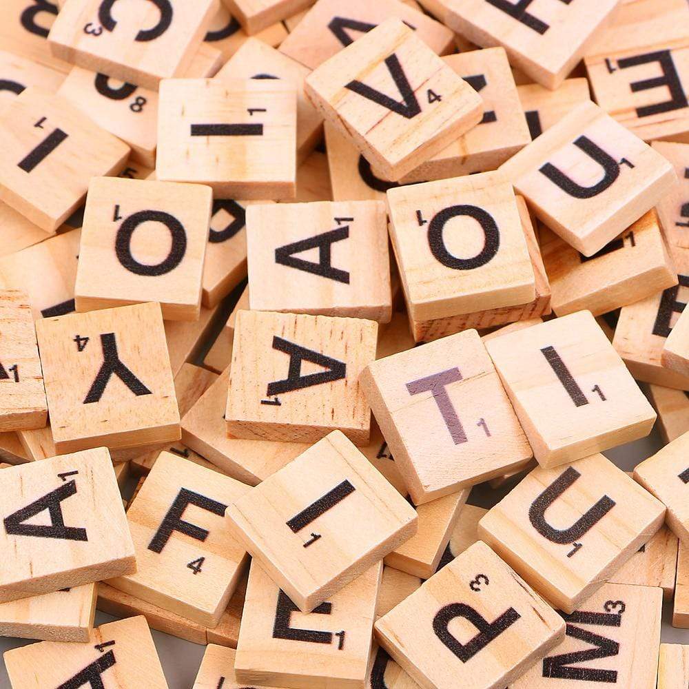 Planet Gates 100Pcs Wooden Letter Alphabet Tiles Toys Black Letters Numbers Craft Jigsaw Puzzles Educational Toys For Children