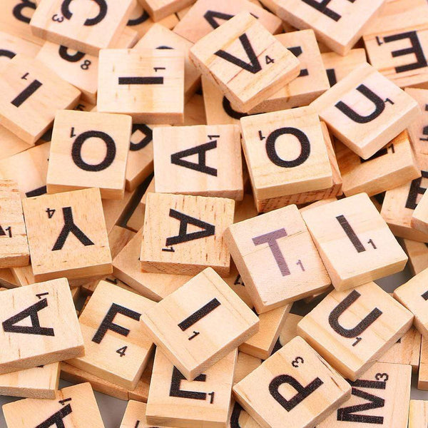 Planet Gates 100Pcs Wooden Letter Alphabet Tiles Toys Black Letters Numbers Craft Jigsaw Puzzles Educational Toys For Children