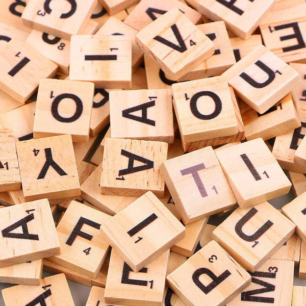 Planet Gates 100Pcs Wooden Letter Alphabet Tiles Toys Black Letters Numbers Craft Jigsaw Puzzles Educational Toys For Children