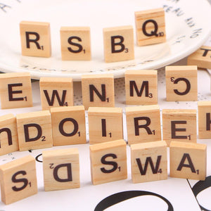 Planet Gates 100Pcs Wooden Letter Alphabet Tiles Toys Black Letters Numbers Craft Jigsaw Puzzles Educational Toys For Children