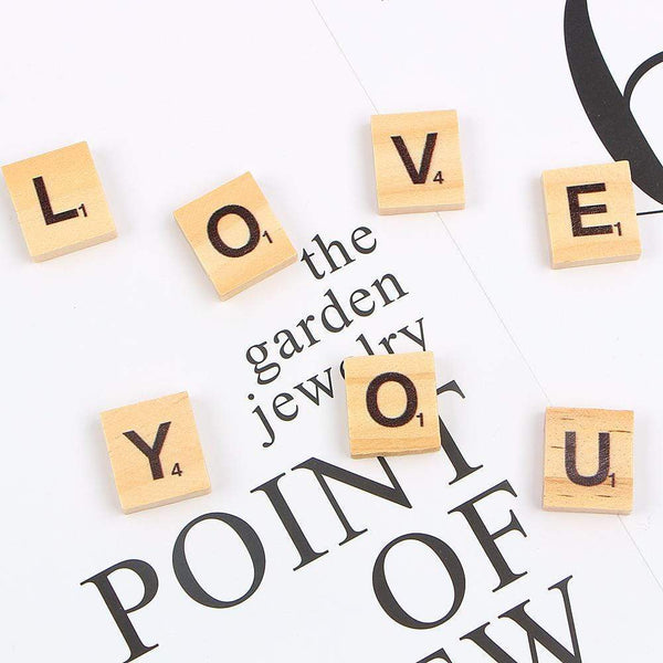 Planet Gates 100Pcs Wooden Letter Alphabet Tiles Toys Black Letters Numbers Craft Jigsaw Puzzles Educational Toys For Children