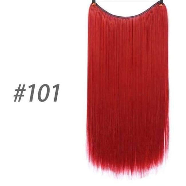 Planet Gates 101 / 22inches 22" 56 cm Long Wave Invisible Hair Extension Without Clip Fish Line Synthetic Wig as Natural Hair DIFE