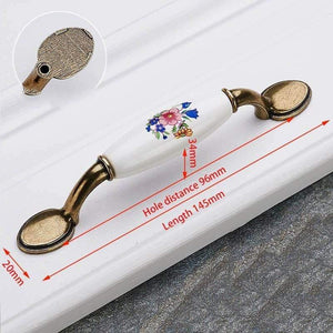 Antique Bronze Ceramic Cabinet Handles Zinc Alloy Drawer Knobs Wardrobe Door Handles Morning Glory European Furniture Handle