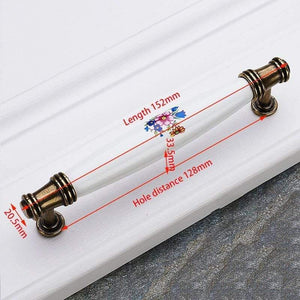 Antique Bronze Ceramic Cabinet Handles Zinc Alloy Drawer Knobs Wardrobe Door Handles Morning Glory European Furniture Handle