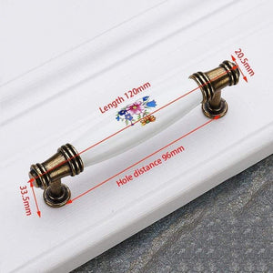 Antique Bronze Ceramic Cabinet Handles Zinc Alloy Drawer Knobs Wardrobe Door Handles Morning Glory European Furniture Handle