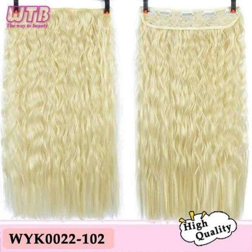 Planet Gates 102 / 22inches Long Corn Kinky Culry Wigs Heat Resistant Synthetic 5 Clip In Hair Extensions Water Wave Fake Hair 9 Colors