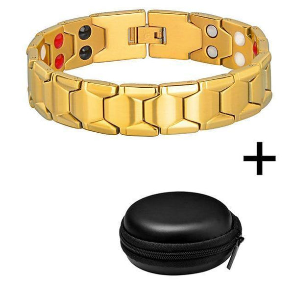 Planet Gates 10238 And Box Jewelry Germanium Health Magnetic Therapy Jewelry Male 4 in 1 Bio Health Stainless Steel Bracelet 10238