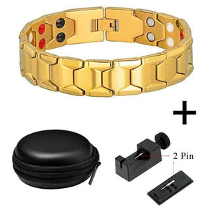 Planet Gates 10238 Set Jewelry Germanium Health Magnetic Therapy Jewelry Male 4 in 1 Bio Health Stainless Steel Bracelet 10238