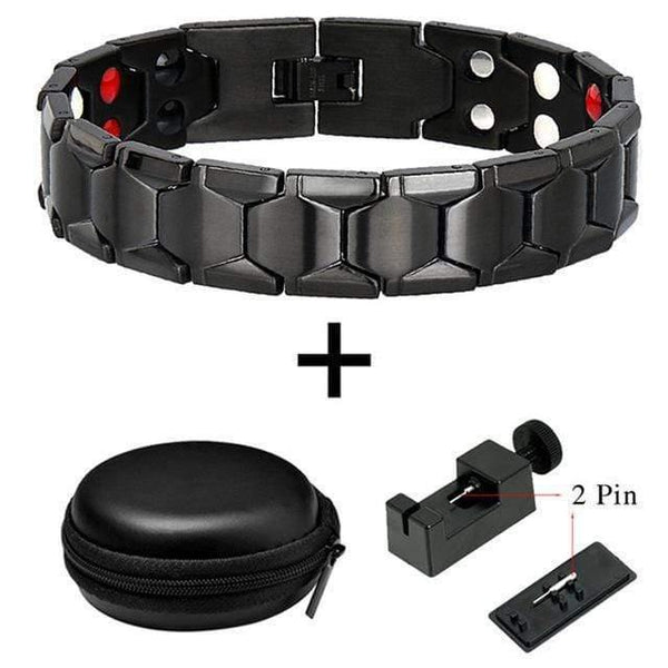 Planet Gates 10239 Set Jewelry Germanium Health Magnetic Therapy Jewelry Male 4 in 1 Bio Health Stainless Steel Bracelet 10238