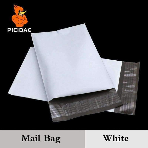 Planet Gates 102x167mm 100pcs Mail Packaging Poly Mailer Package Shipping Plastic Mailing Bag By Envelope Courier White Wholesale Bulk Self-Adhesive Supplies