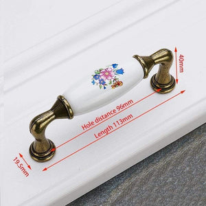 Antique Bronze Ceramic Cabinet Handles Zinc Alloy Drawer Knobs Wardrobe Door Handles Morning Glory European Furniture Handle