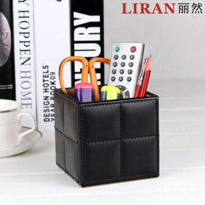 Planet Gates 10cm square stitching PU leather desk pen pencil holder case stationery organizer office supplies desktop accessories 205A