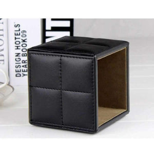 Planet Gates 10cm square stitching PU leather desk pen pencil holder case stationery organizer office supplies desktop accessories 205A