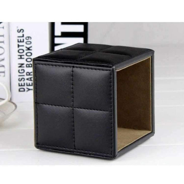Planet Gates 10cm square stitching PU leather desk pen pencil holder case stationery organizer office supplies desktop accessories 205A