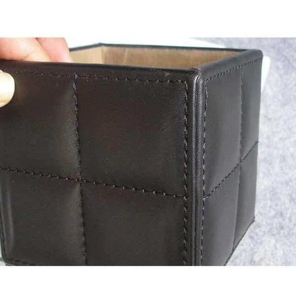 Planet Gates 10cm square stitching PU leather desk pen pencil holder case stationery organizer office supplies desktop accessories 205A