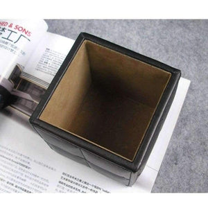 Planet Gates 10cm square stitching PU leather desk pen pencil holder case stationery organizer office supplies desktop accessories 205A