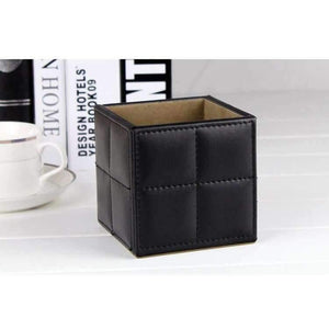 Planet Gates 10cm square stitching PU leather desk pen pencil holder case stationery organizer office supplies desktop accessories 205A