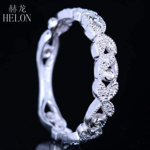 Planet Gates 10k (417) White Gold 0.15ct Natural Diamonds Ring Art Deco Milgrain Engagement Wedding Women Trendy Fine Jewelry