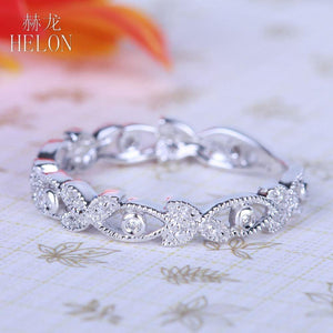 Planet Gates 10k (417) White Gold 0.15ct Natural Diamonds Ring Art Deco Milgrain Engagement Wedding Women Trendy Fine Jewelry