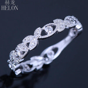 Planet Gates 10k (417) White Gold 0.15ct Natural Diamonds Ring Art Deco Milgrain Engagement Wedding Women Trendy Fine Jewelry