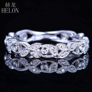 Planet Gates 10k (417) White Gold 0.15ct Natural Diamonds Ring Art Deco Milgrain Engagement Wedding Women Trendy Fine Jewelry