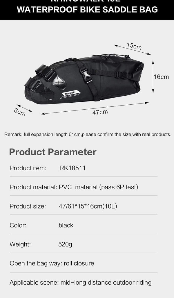 Planet Gates 10L Full Waterproof Bicycle Saddle Bag Road Mountain Bike Cycling Rear Rack Bag Luggage Pannier Bike Accessories New