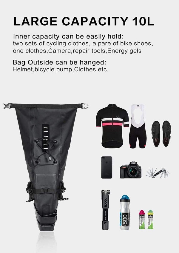 Planet Gates 10L Full Waterproof Bicycle Saddle Bag Road Mountain Bike Cycling Rear Rack Bag Luggage Pannier Bike Accessories New