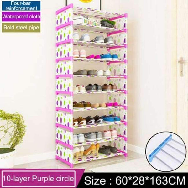 Planet Gates 10L Purple circle Multi-layer Shoe Rack Household Economic Dustproof Shoe Cabinet Space saving Doorway Shoe Rack Storage Cabinet Furniture