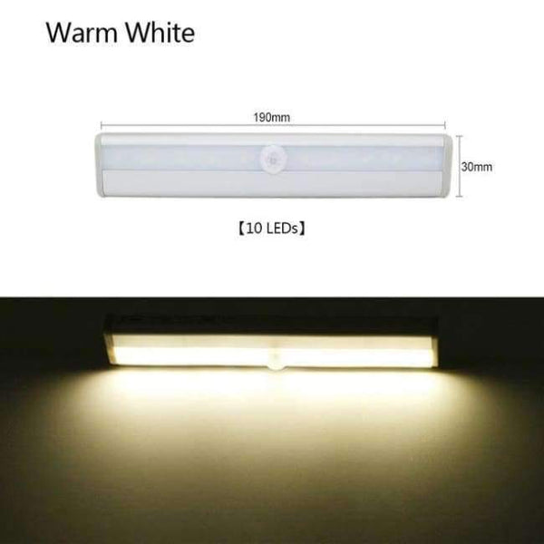 Planet Gates 10Leds Warm White LED Night Light Motion Sensor Bar light DC3V/6V Induction Distance OF 3~5 Meters LED Lamp For Closet Cabinet Emergency Lighting