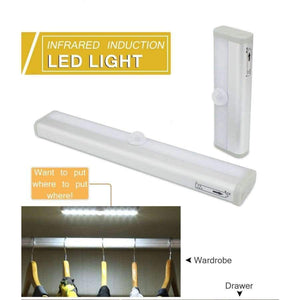 Planet Gates 10Leds White LED Night Light Motion Sensor Bar light DC3V/6V Induction Distance OF 3~5 Meters LED Lamp For Closet Cabinet Emergency Lighting