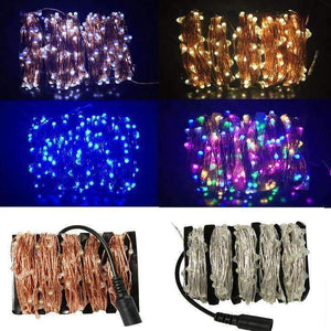 Planet Gates 10M/20M/30M/50M Led Silver/Copper Wire 100/200/300/500 LED String Fairy Starry Lights with Power Adapter (UK,US,EU,AU Plug)