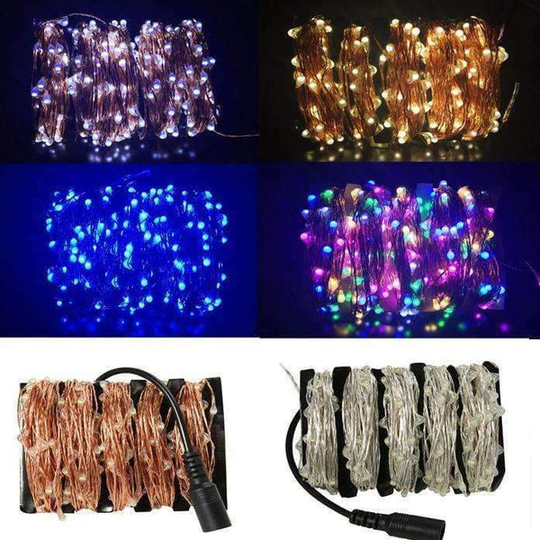 Planet Gates 10M/20M/30M/50M Led Silver/Copper Wire 100/200/300/500 LED String Fairy Starry Lights with Power Adapter (UK,US,EU,AU Plug)